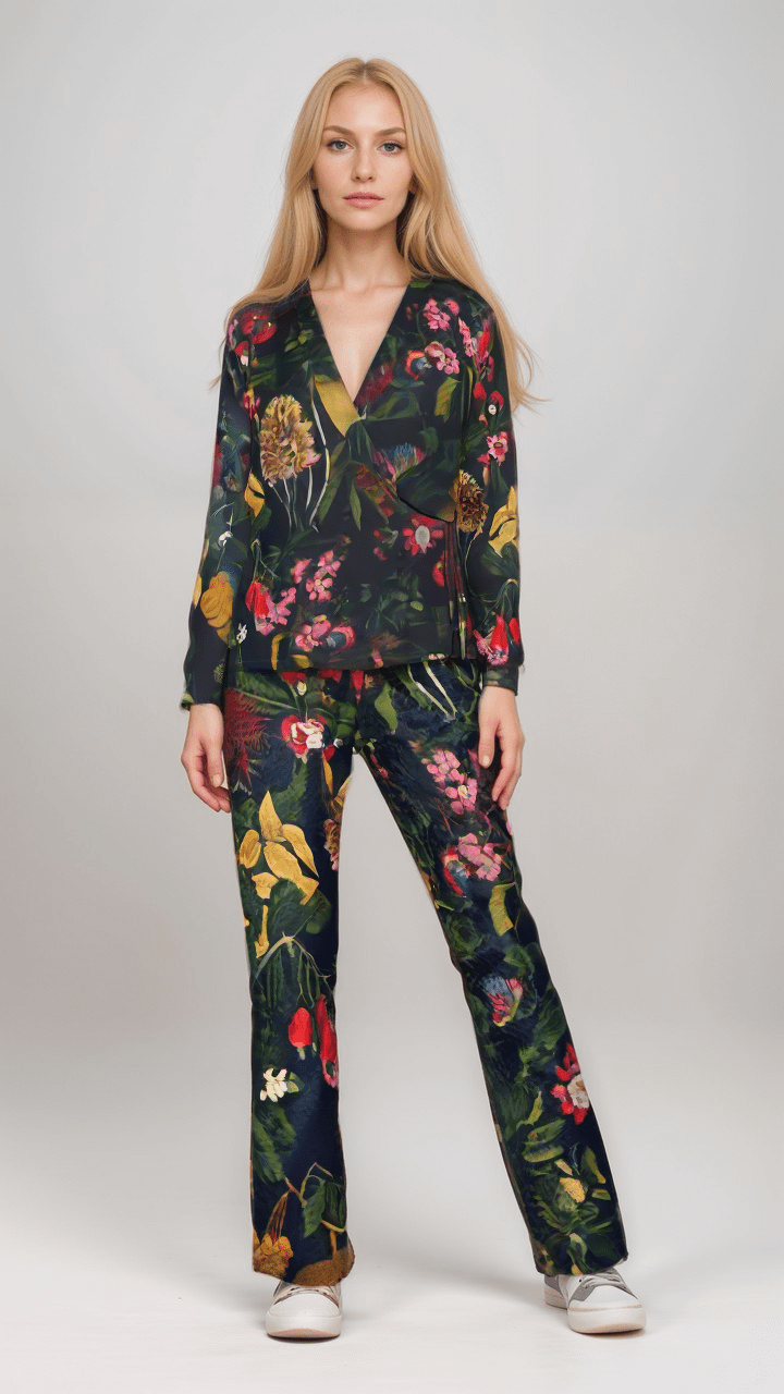 Wrap Blazer Eclipse Botanical Womens Satin Wrap Blazer