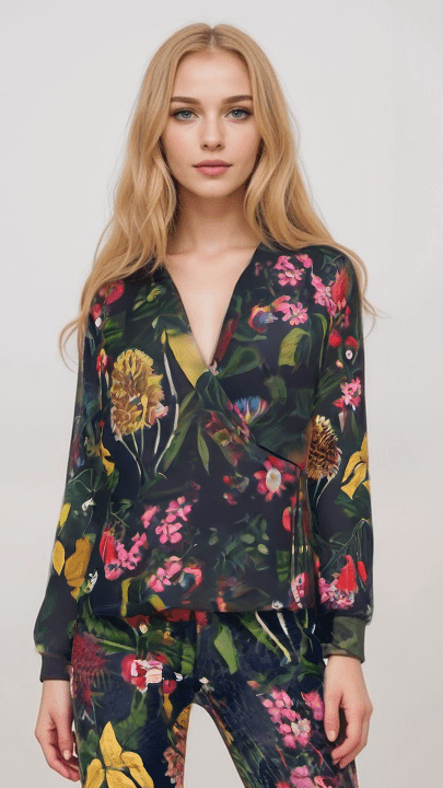 Wrap Blazer Eclipse Botanical Womens Satin Wrap Blazer