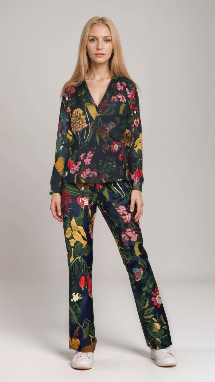 Wrap Blazer Eclipse Botanical Womens Satin Wrap Blazer