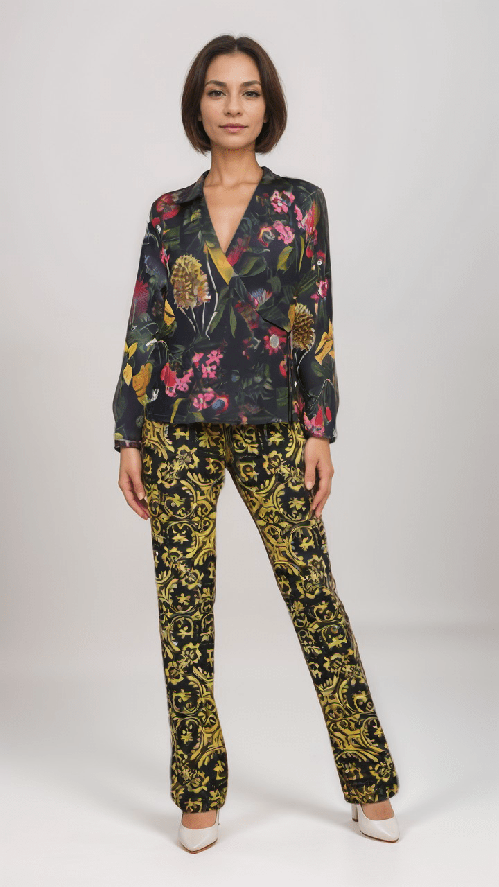 Wrap Blazer Eclipse Botanical Womens Satin Wrap Blazer