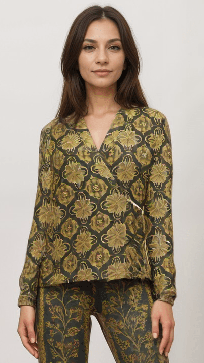 Wrap Blazer Gilded Garden Women’s Satin Wrap Blazer