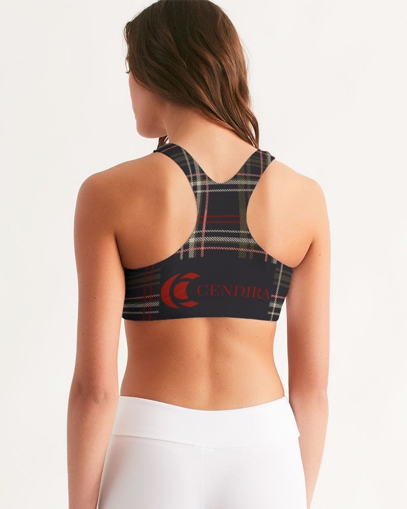 Activewear dark brown plaid Women's All-Over Print Seamless Sports Bra