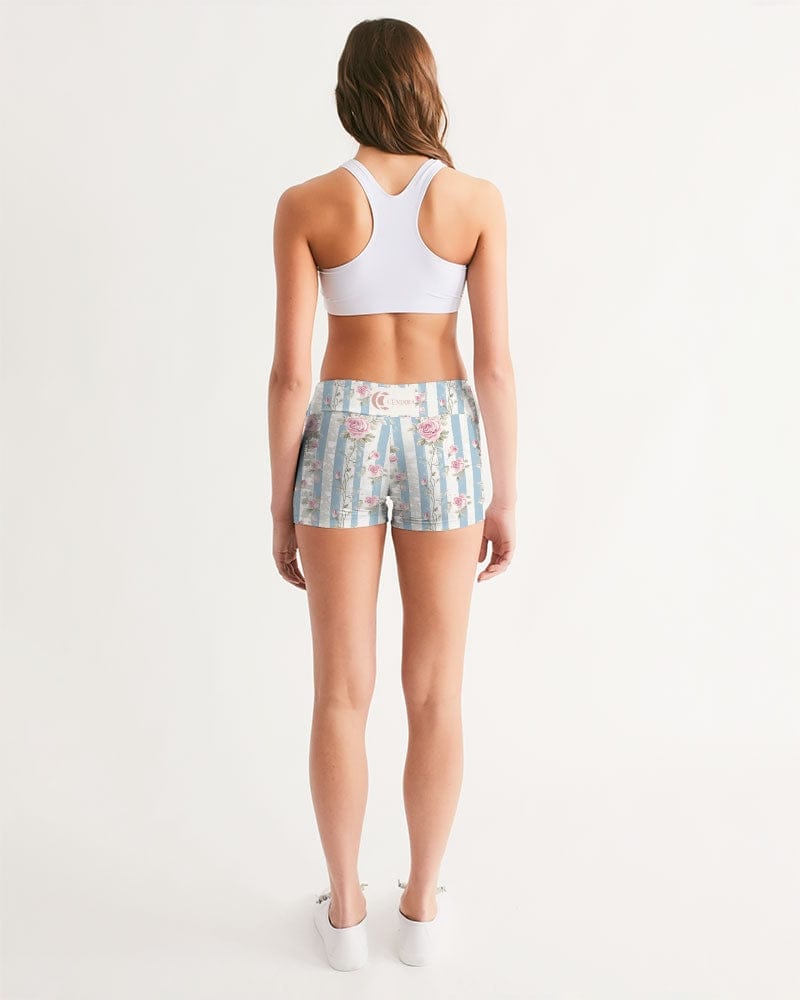 Activewear French Roses Women's All-Over Print Mid-Rise Yoga Shorts