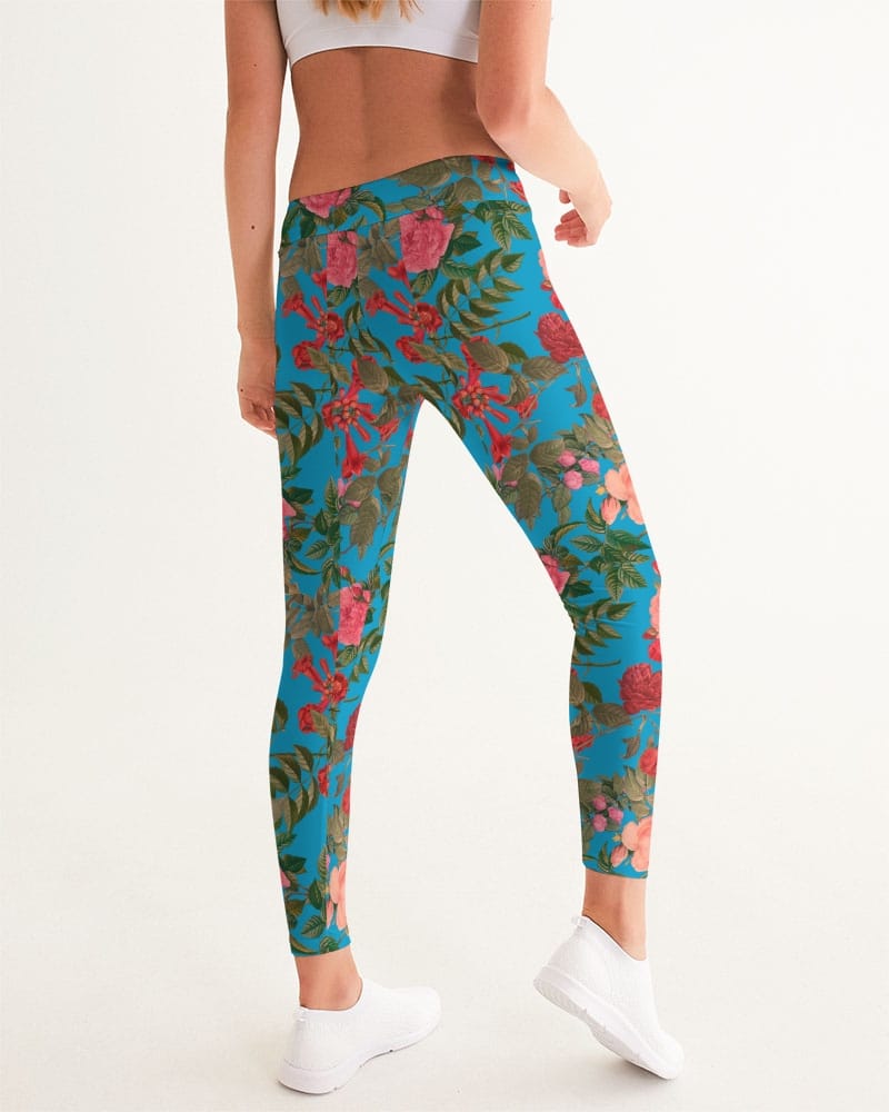 Activewear Fun Blue Roses Women's All-Over Print Yoga Pants