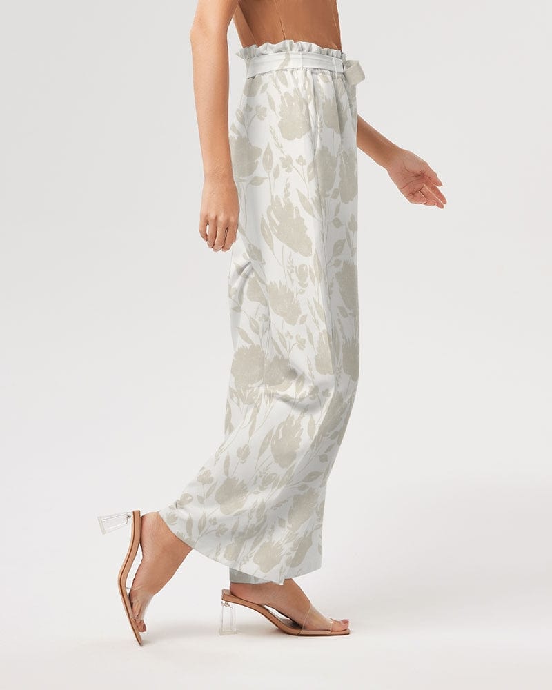 All-Over Print Pants & Shorts French Rose HIgh Waisted Belted Women's Trousers Women's All-Over Print High-Rise Wide Leg Pants