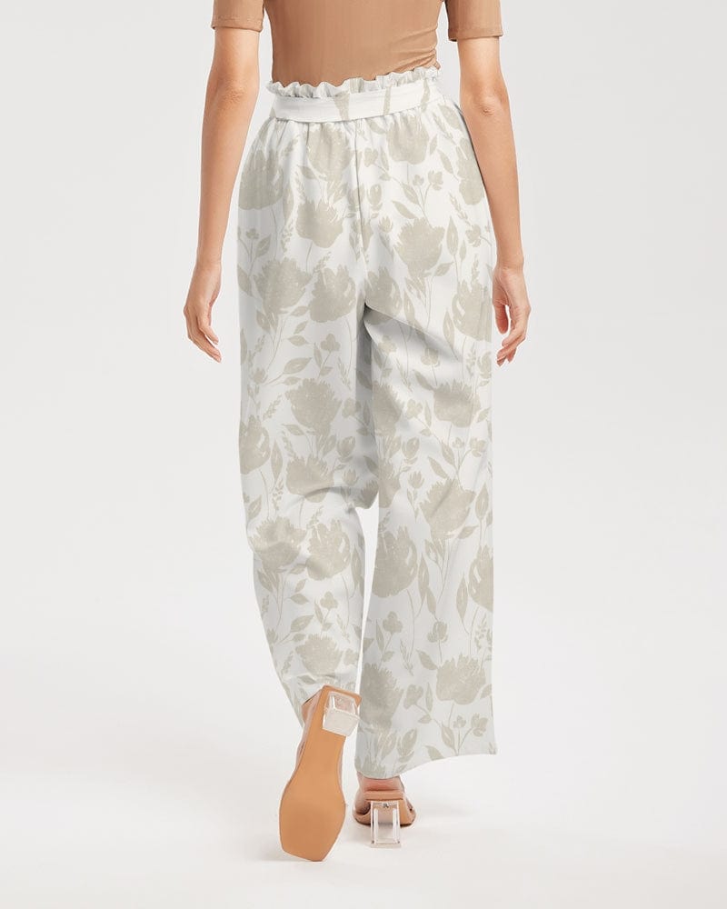 All-Over Print Pants & Shorts French Rose HIgh Waisted Belted Women's Trousers Women's All-Over Print High-Rise Wide Leg Pants