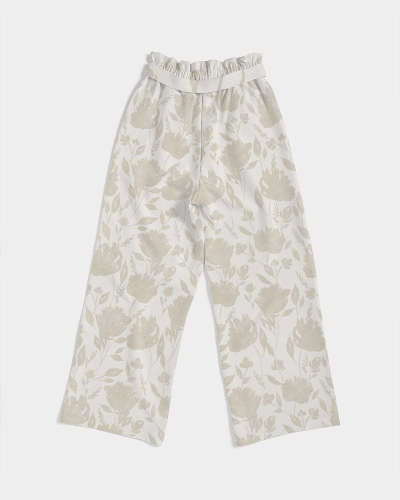 All-Over Print Pants & Shorts French Rose HIgh Waisted Belted Women's Trousers Women's All-Over Print High-Rise Wide Leg Pants