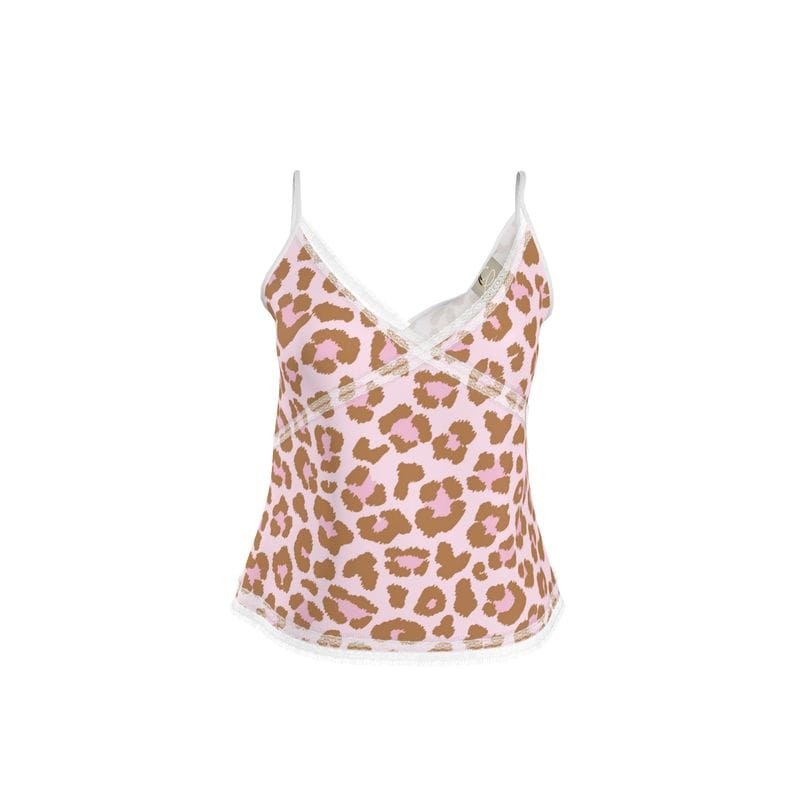 Cami Pink Leopard Prawl Silken Velvet Satin Camisole
