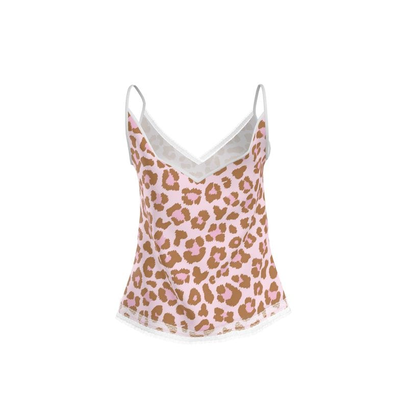 Cami Pink Leopard Prawl Silken Velvet Satin Camisole