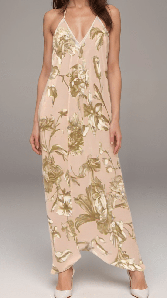 Halterneck backless dress Champagne Bloom Silk Satin Halterneck Backless Dress