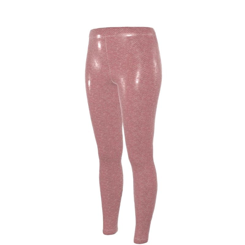 High Waisted Leggings Crimson Herringbone Women’s High Waisted Velour Leggings