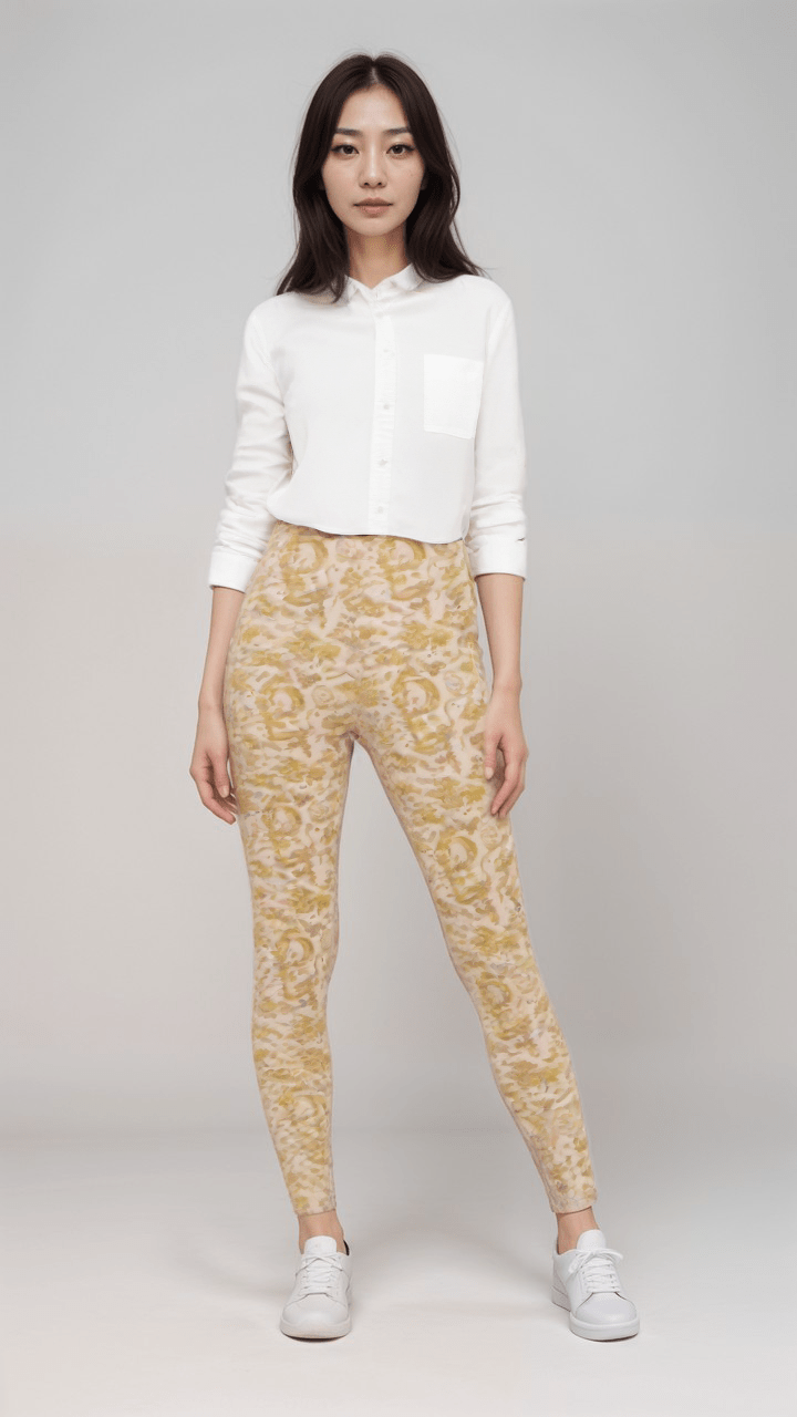 High Waisted Leggings Golden Filligree High Waisted Velour Leggings