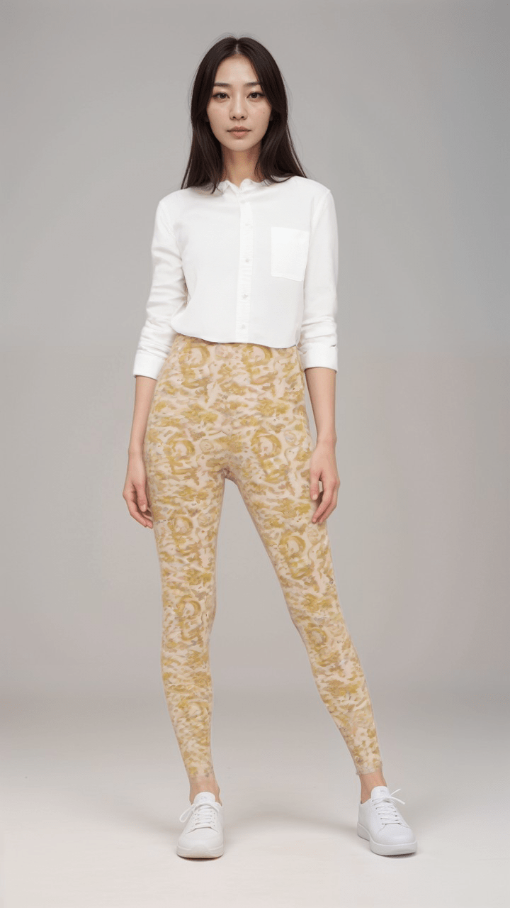 High Waisted Leggings Golden Filligree High Waisted Velour Leggings