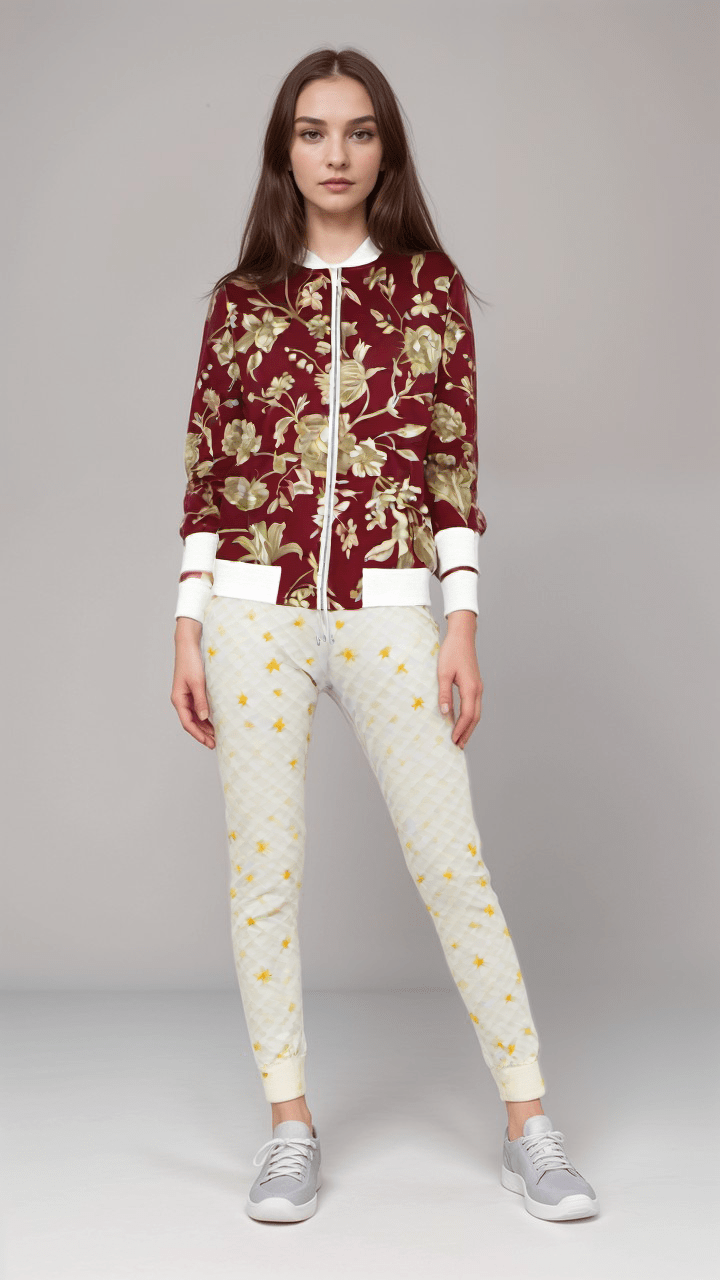 Ladies Bomber Jacket Crimson Blossom Velvet Luxe Womens Bomber Jacket