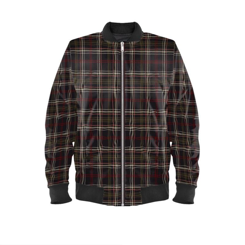 Ladies Bomber Jacket Highland Nights Plaid Marble Velvet Women’s Bomber Jacket