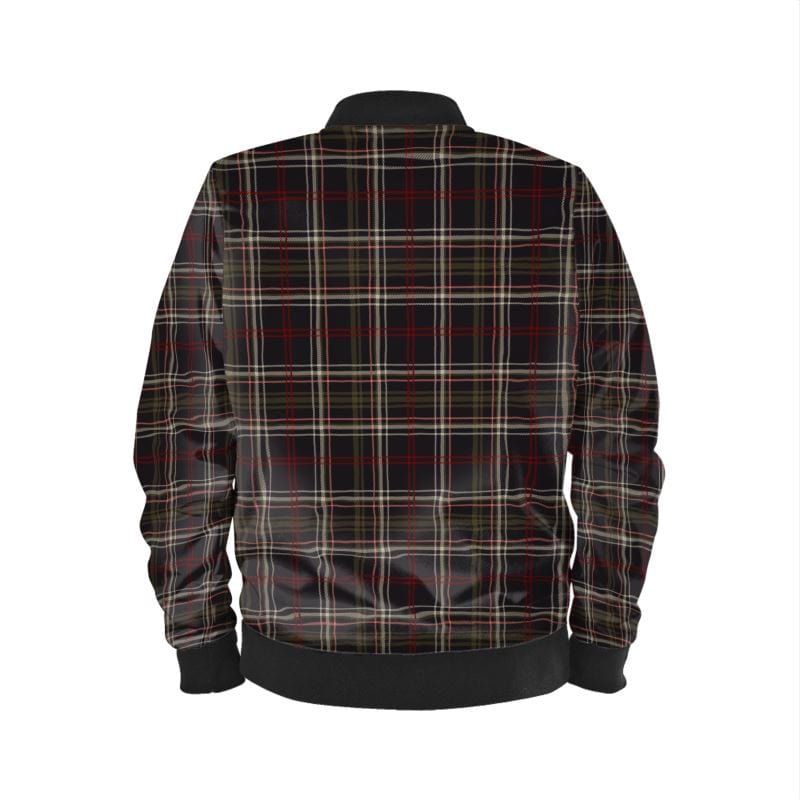 Ladies Bomber Jacket Highland Nights Plaid Marble Velvet Women’s Bomber Jacket