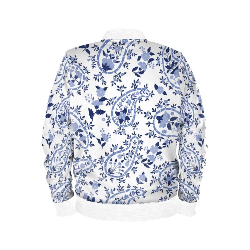 Ladies Bomber Jacket Nantucket Blue Paisley Women's Bomber Jacket