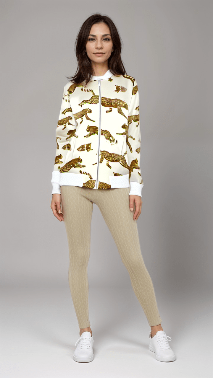 Ladies Bomber Jacket Savannah Leopard Womens Bomber Jacket