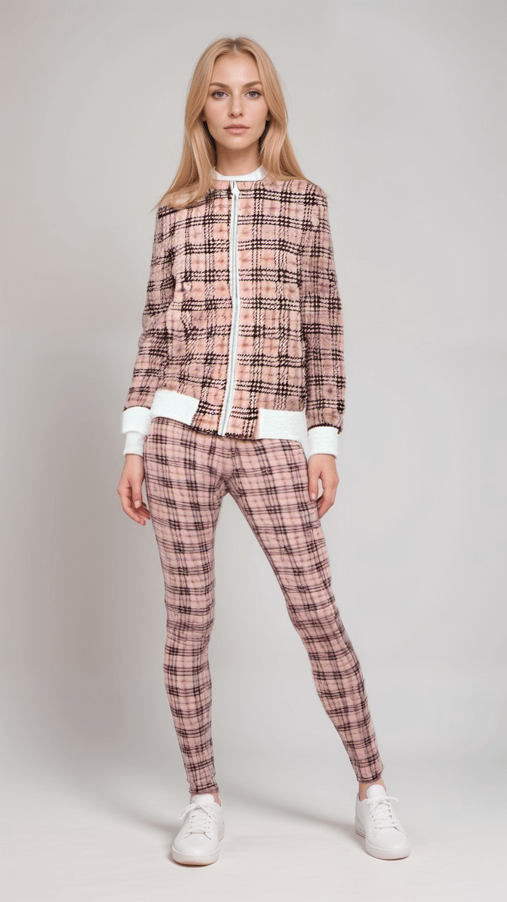Ladies Bomber Jacket Vintage Blush Plaid Marble Velvet Womens Bomber Jacket