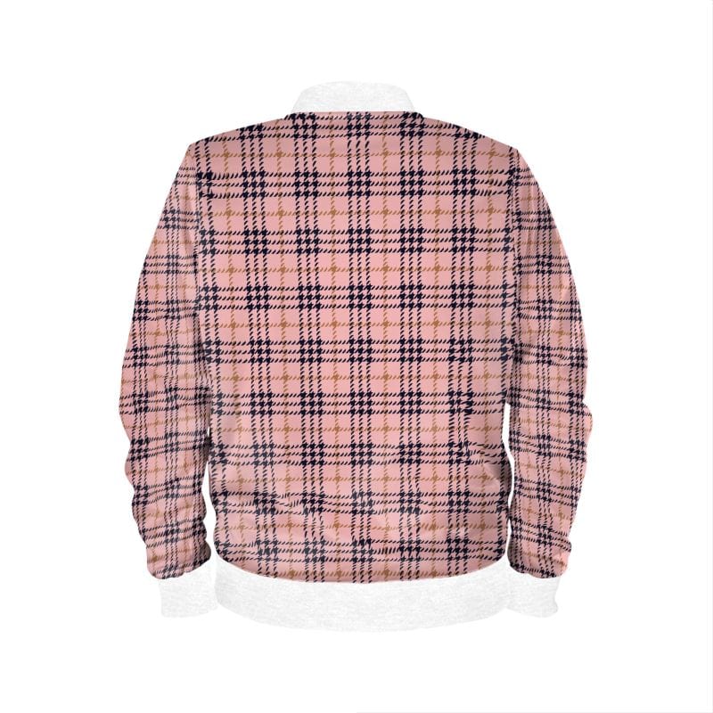 Ladies Bomber Jacket Vintage Blush Plaid Womens Bomber Jacket