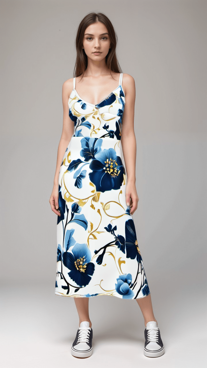 Midi Skirt Gilded Indigo Womens Midi Silk Skirt