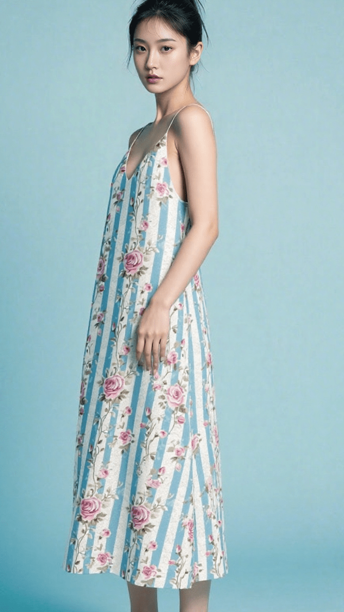 Slip Dress Château Stripe Iconic Silk Slip Dress