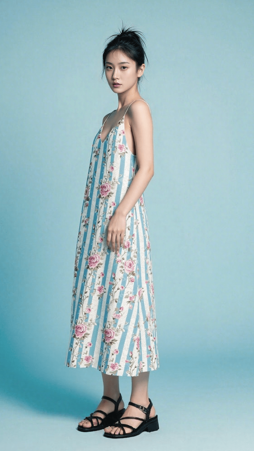 Slip Dress Château Stripe Iconic Silk Slip Dress