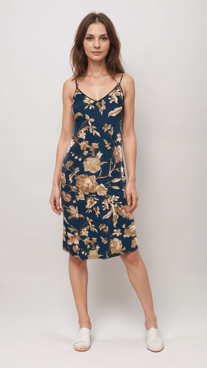 Slip Dress Midnight Garden Iconic Silk Slip Dress