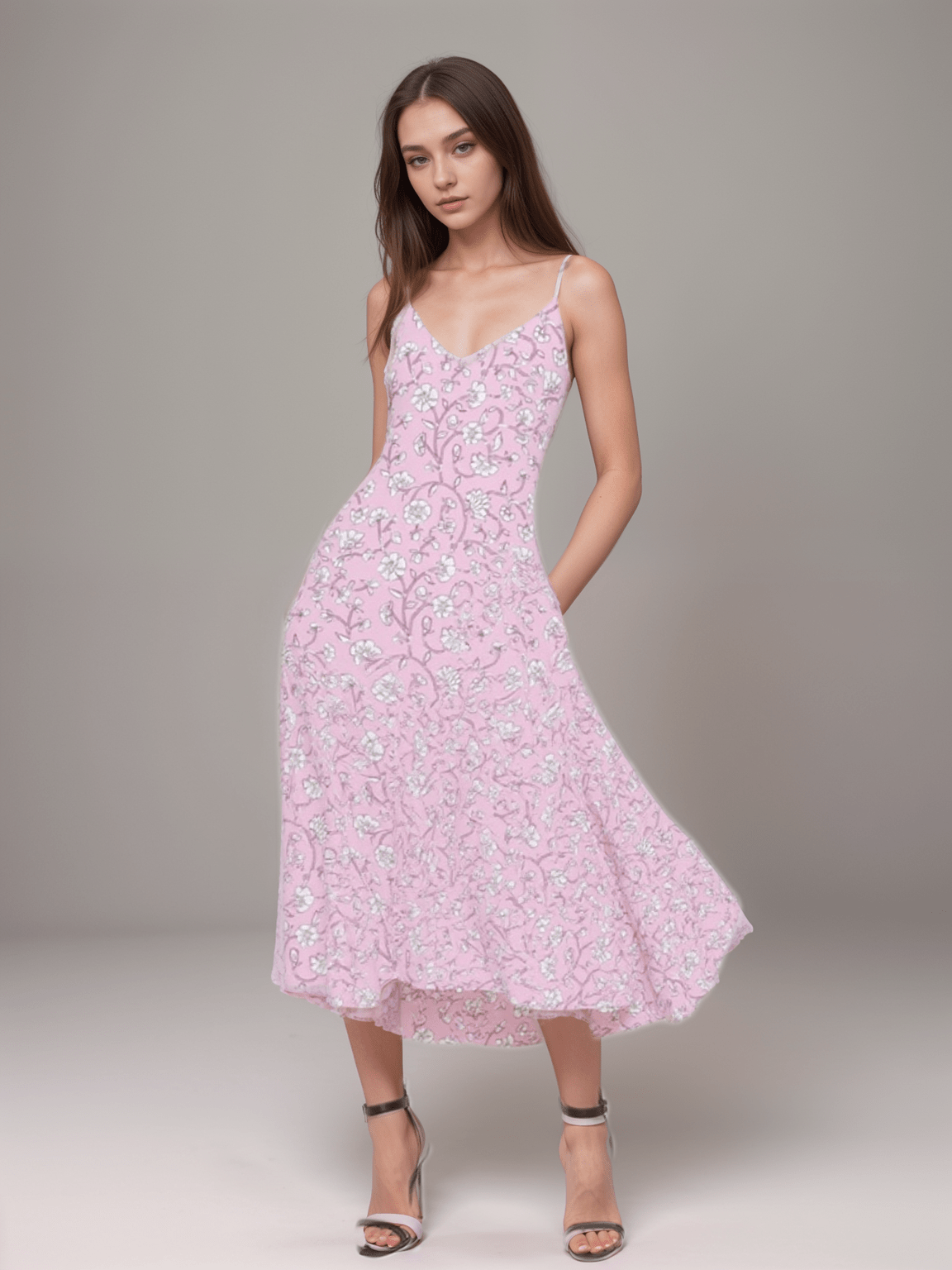 Slip Dress Rose Garden Iconic Crepe Slip Dress