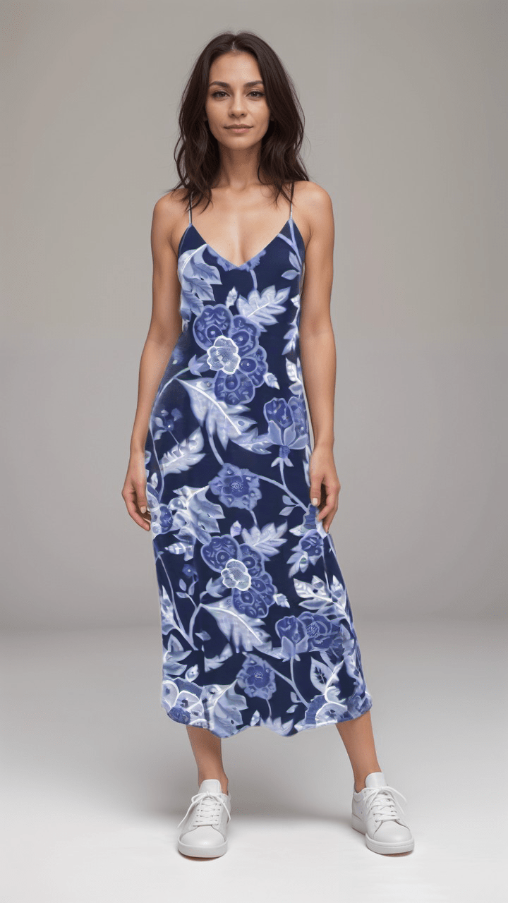 Slip Dress Sapphire Garden Iconic Silk Slip Dress