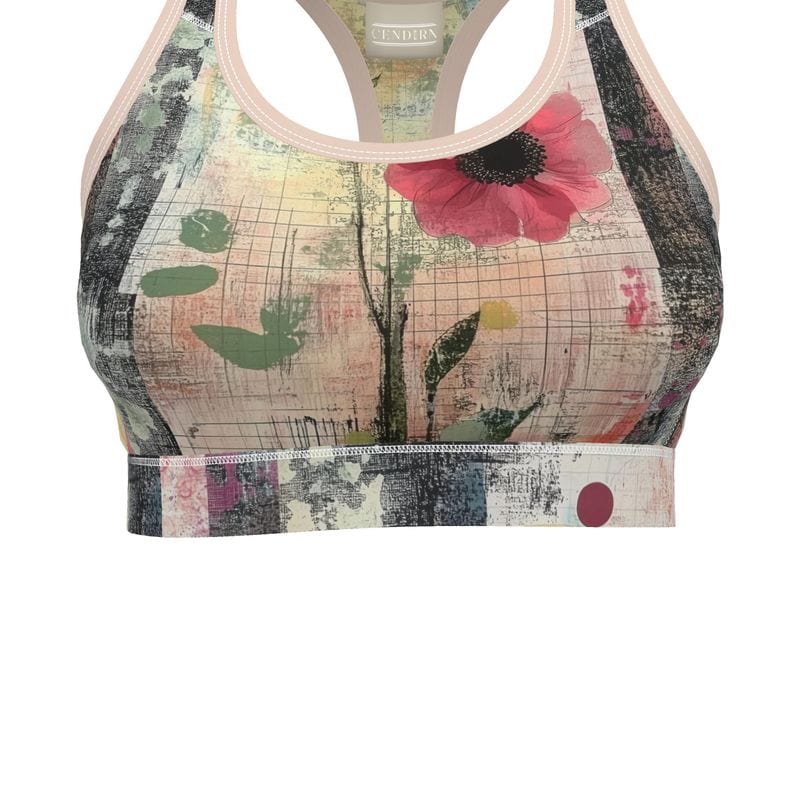 Sports Bra Garden Collage Womens Sports Bra
