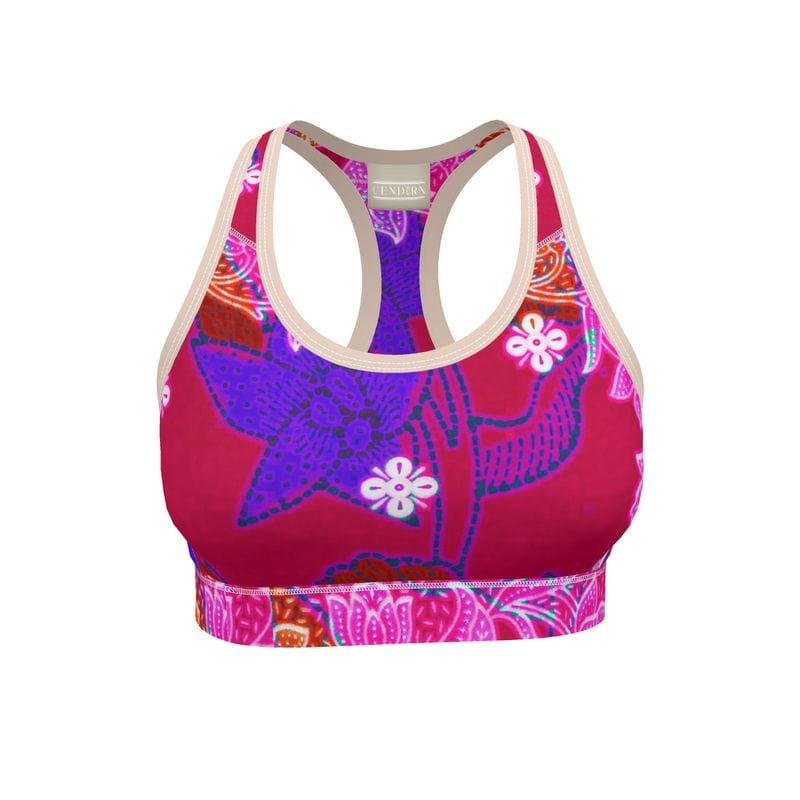 Sports Bra Hibiscus Whimsy Sports Bra