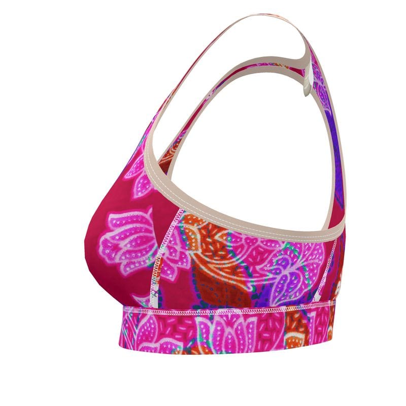 Sports Bra Hibiscus Whimsy Sports Bra