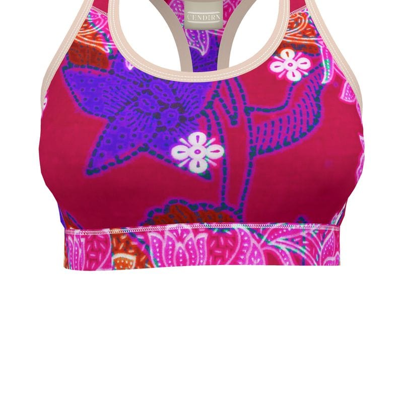 Sports Bra Hibiscus Whimsy Sports Bra