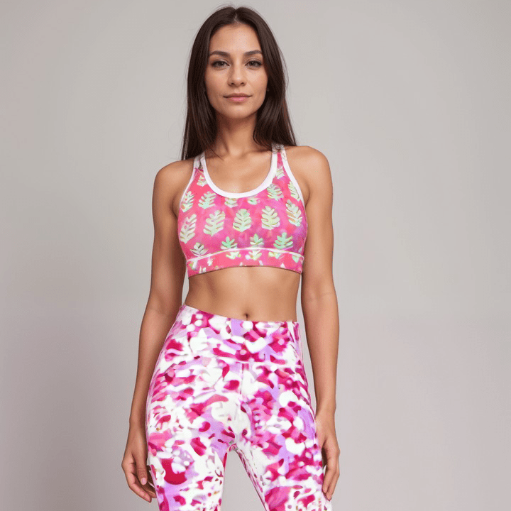 Sports Bra Pink Tropic Ferns Light as Air Sports Bra