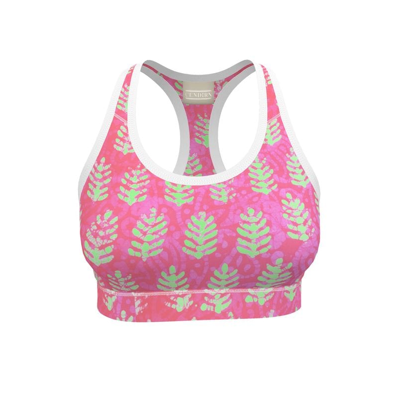 Sports Bra Pink Tropic Ferns Sports Bra