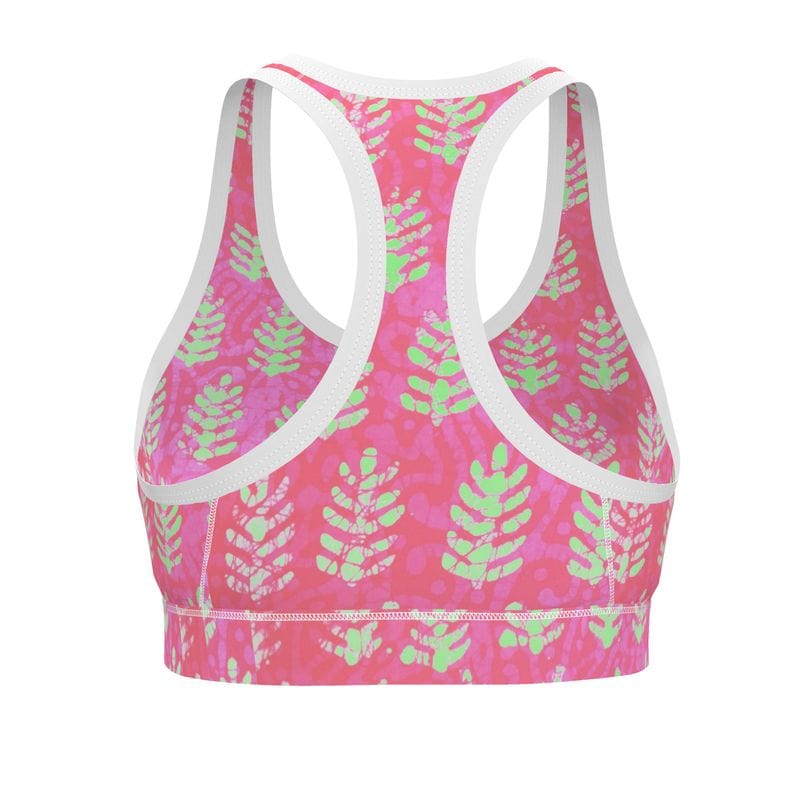 Sports Bra Pink Tropic Ferns Sports Bra