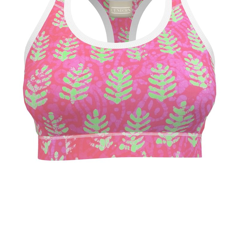 Sports Bra Pink Tropic Ferns Sports Bra