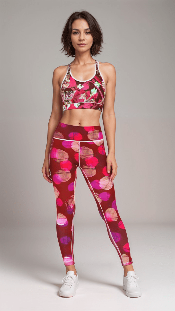 Sports Leggings Berry Bloom Womens High Waisted Sports Leggings