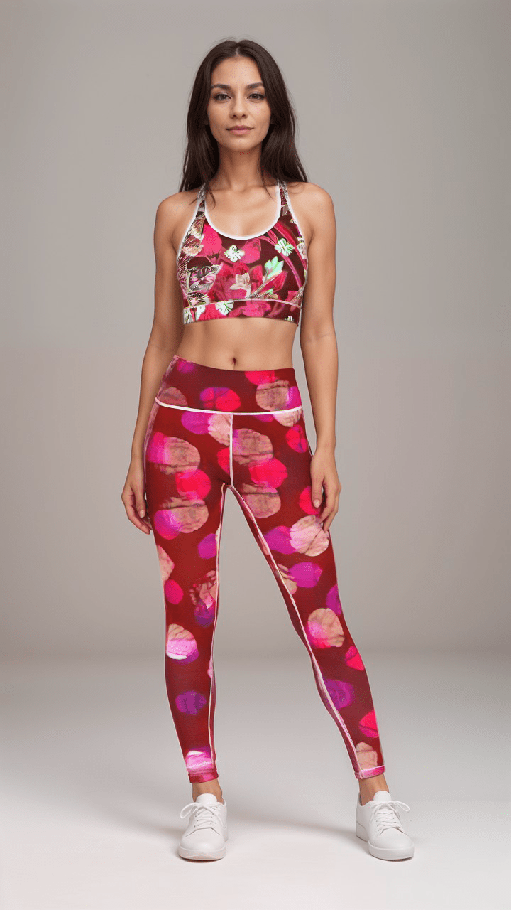Sports Leggings Berry Bloom Womens High Waisted Sports Leggings