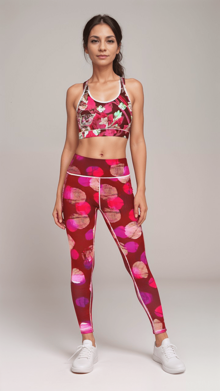Sports Leggings Berry Bloom Womens High Waisted Sports Leggings
