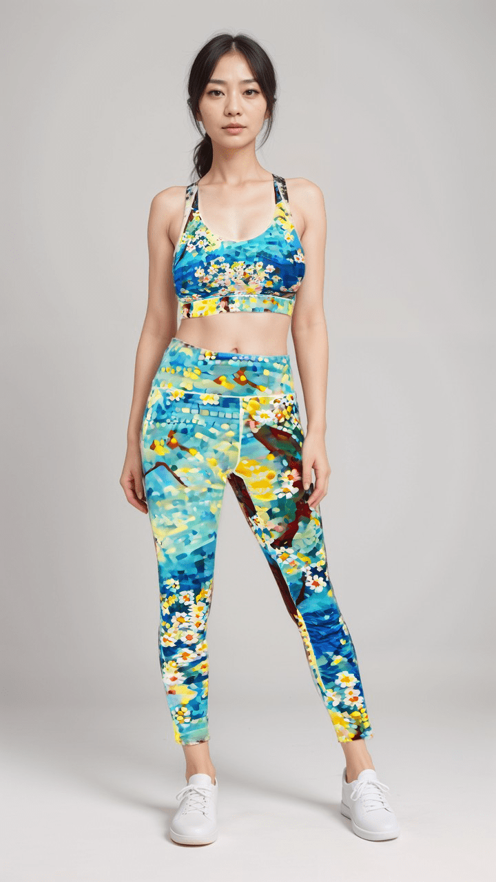 Sports Leggings Cerulean Spring Womens High Waisted Sports Leggings