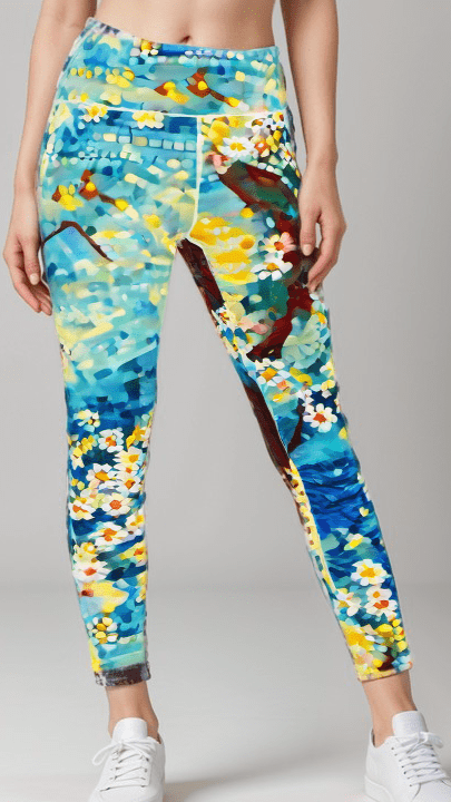 Sports Leggings Cerulean Spring Womens High Waisted Sports Leggings
