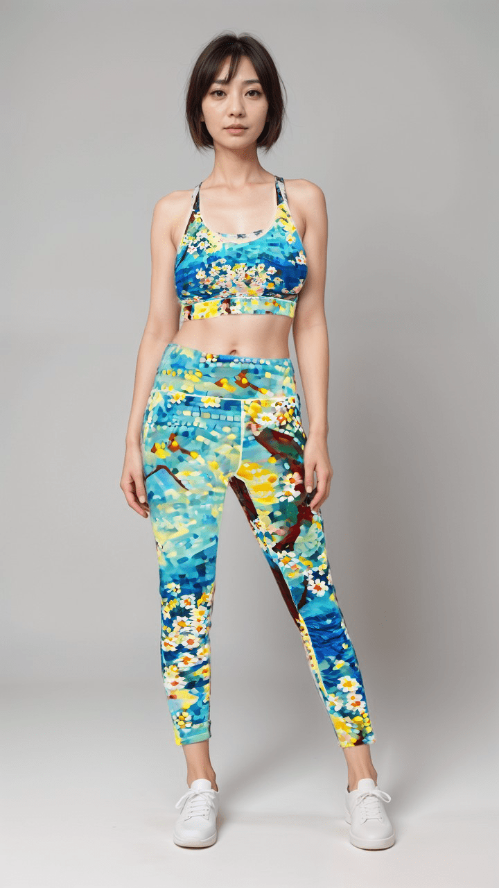 Sports Leggings Cerulean Spring Womens High Waisted Sports Leggings