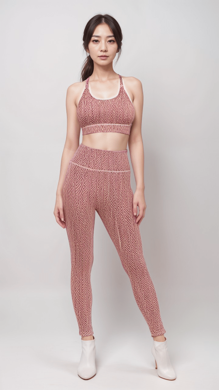 Sports Leggings Crimson Herringbone Womens Sports Leggings