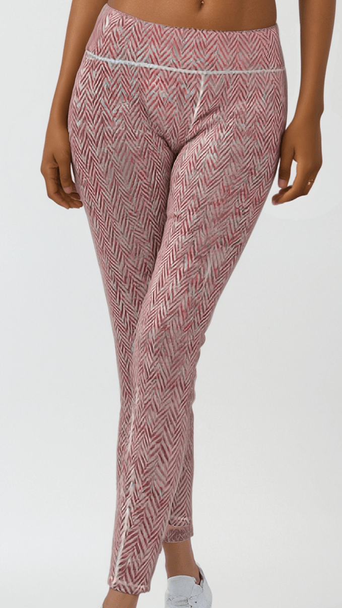 Sports Leggings Crimson Herringbone Womens Sports Leggings