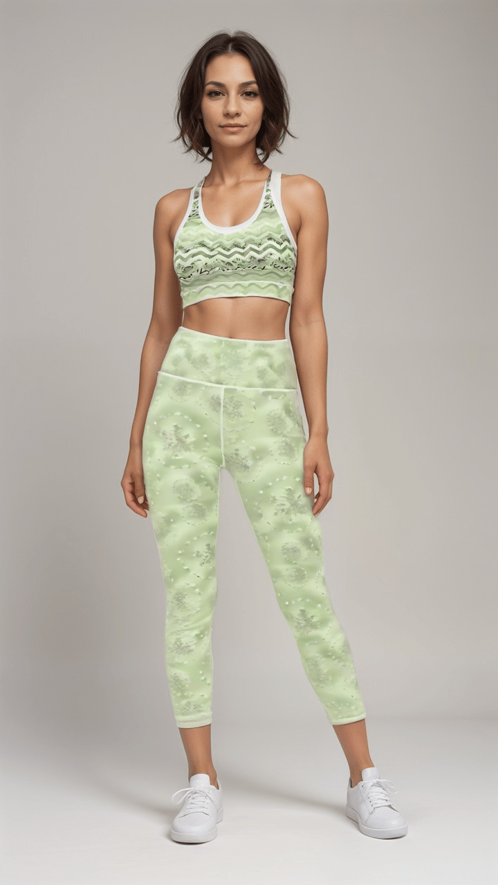 Sports Leggings Evergreen Frost Womens High Waisted Sports Leggings