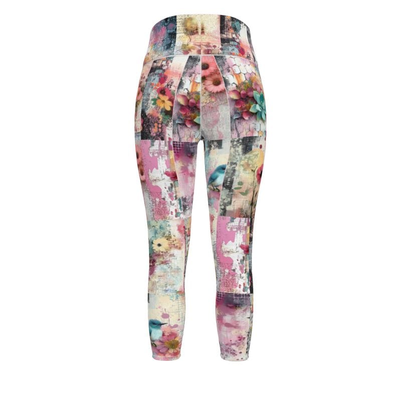 Sports Leggings Garden Collage Womens High Waisted Sports Leggings