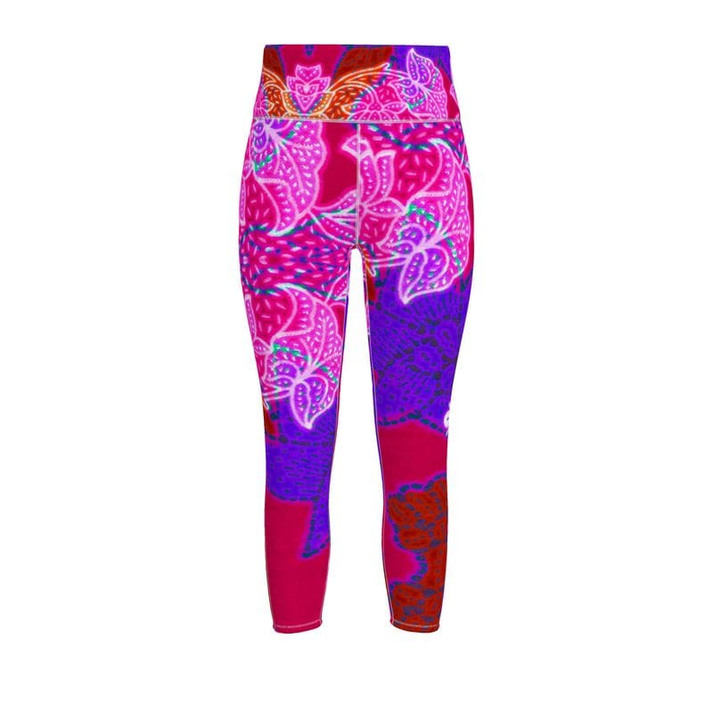 Sports Leggings Hibiscus Whimsy Womens High Waisted Sports Leggings