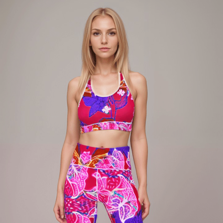 Sports Leggings Hibiscus Whimsy Womens High Waisted Sports Leggings
